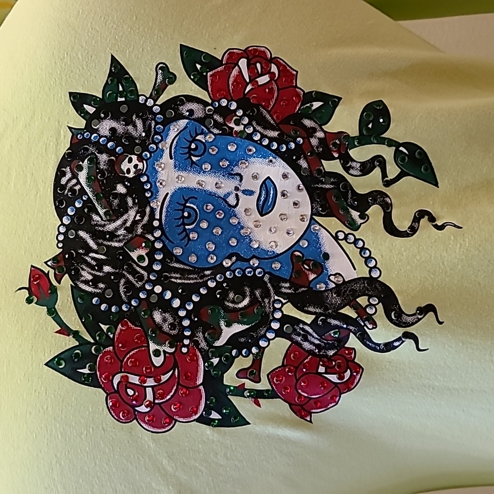 Ed Hardy light lime cotton sweatshirt with gorgeous embellishments Size M - Picture 10 of 16